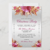 グリッターの花、ダイヤモンド枠のクリスマスパーティー 招待状 (正面)