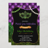 グリッターの謝肉祭のパーティーの誕生日の招待 招待状 (正面/裏面)