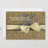 グリッターの金ゴールドのレースの女性の第50誕生日の招待状 招待状 (正面)