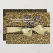 グリッターの金ゴールドのレースの女性の第50誕生日の招待状 招待状 (正面/裏面)