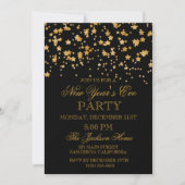 グリッターの金ゴールドの紙吹雪の星の大晦日のパーティー 招待状 (正面)