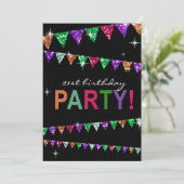 グリッターの長旗の旗の第21誕生祝い 招待状 (スタンド正面)