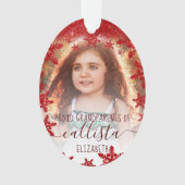 グリッターの雪誇りを持った片の祖父母の写真名 オーナメント (正面)