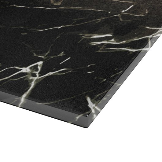グリッターの黒い大理石は上がりました カッティングボード (角)