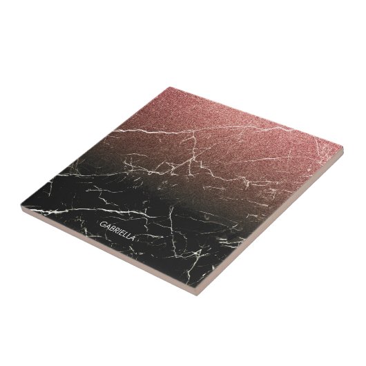 グリッターの黒い大理石は上がりました タイル (側面)