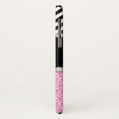 グリッターの黒のシェブロンのカスタムなピンクのモノグラム Case-Mate iPhoneケース (裏面/左)