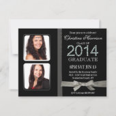 グリッターの2014年のダイヤモンドの魅力的な二重写真の卒業 招待状 (正面)
