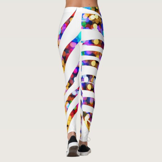 グリッターの《写真》ぼけ味のヤシの木の葉はカラフルを模造します レギンス (裏面)