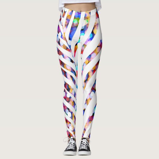 グリッターの《写真》ぼけ味のヤシの木の葉はカラフルを模造します レギンス (正面)