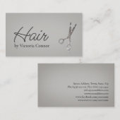 グリッターはさみヘアカットシンプルスタイリストGRAYカード 名刺 (正面/裏面)