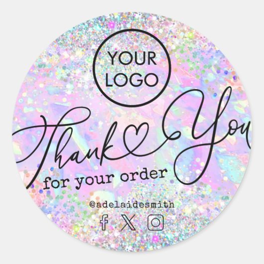 グリッターは感謝していご注文に応じて ラウンドシール (正面)