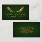 グリッターは金ゴールドの翼のエメラルドグリーンカードを打ちます 名刺 (正面/裏面)