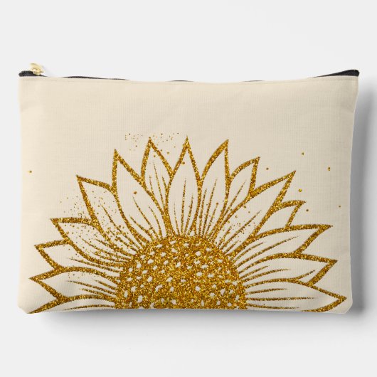 グリッターひまわり母の日モノグラムの アクセサリーポーチ (正面)