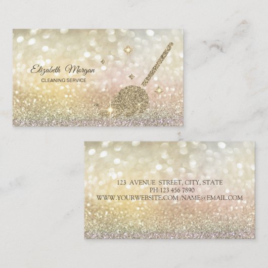 グリッターほうきメイド掃除ハウス《写真》ぼけ味 名刺 (正面/裏面)