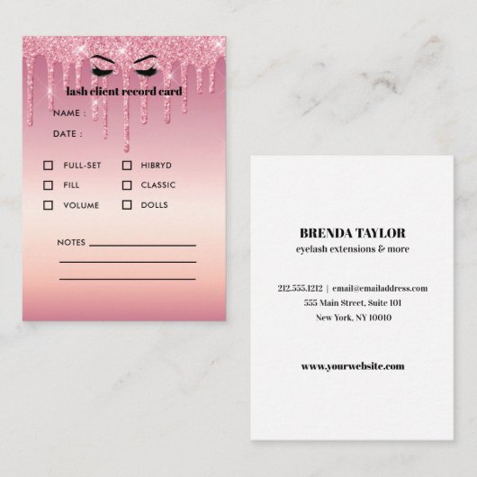 グリッターまつ毛拡張クライアントの相談 名刺 (正面/裏面)