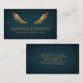 グリッターまばたき金ゴールドウィングスダークブルーカード 名刺 (正面/裏面)