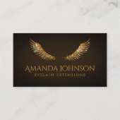 グリッターまばたき金ゴールドウィングブラウンチョコレートカード 名刺 (正面)