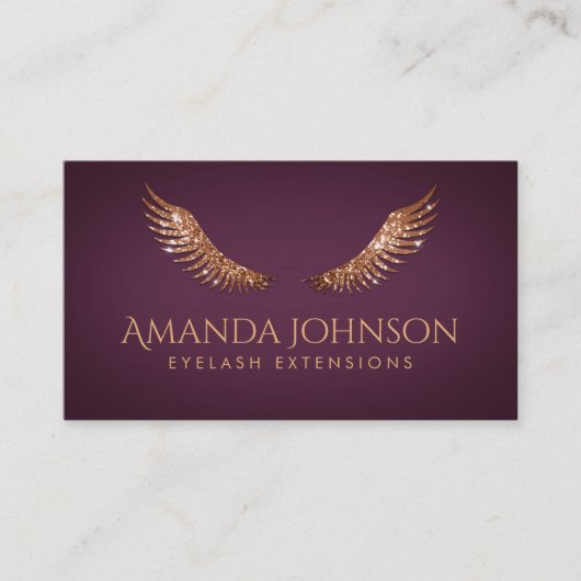 グリッターまばたき金ゴールドウインググレープカラーカード 名刺 (正面)