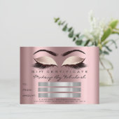 グリッターまばたき金ゴールドメイクアップ証明書スパーク 招待状 (スタンド正面)