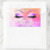 グリッターまぶし長方形ピンクのメイクアップで作られる 長方形シール (バッグ)