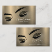 グリッターアイズブラッシュドメタルメイクアップアーティスト金ゴールド 名刺 (正面/裏面)