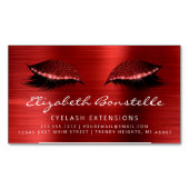グリッターアイズブラッシュドメタルラッシュエクステンション赤 マグネット名刺 (正面)