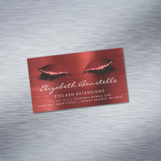 グリッターアイズブラッシュドメタルラッシュエクステンション赤 マグネット名刺 (インサイチュ)