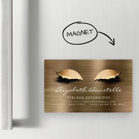 グリッターアイズブラッシュドメタルラッシュエクステンション金ゴールド マグネット名刺