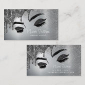 グリッターアイズブラッシュメタルメイクアップアーティストシルバー 名刺 (正面/裏面)