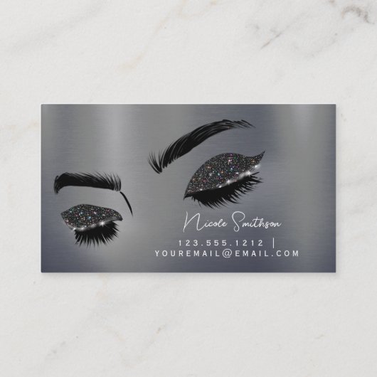 グリッターアイズブラッシュメタルメイクアップアーティストシルバー 名刺 (裏面)