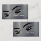 グリッターアイズブラッシュメタルメイクアップアーティストシルバー 名刺 (正面/裏面)