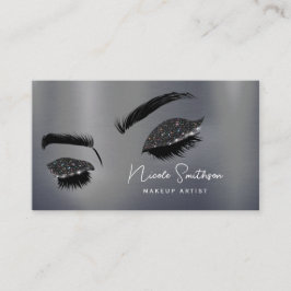 グリッターアイズブラッシュメタルメイクアップアーティストシルバー 名刺