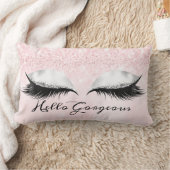 グリッターアイズメイクアップラッズピンクパステルゴージャス ランバークッション (ブランケット)