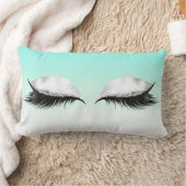 グリッターアイズメイクレイズターコイズパステルグラデーション ランバークッション (ブランケット)