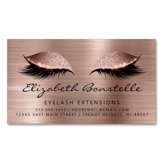 グリッターアイズメタリックエステティシャンバラ金ゴールドブラック マグネット名刺 (正面)