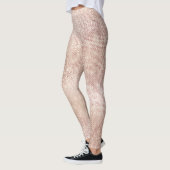 グリッターアイボリーブラシフェイクピンクローズ金ゴールドスパークリー レギンス (左)