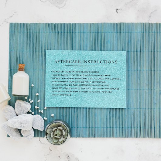 グリッターアクアまつ毛アフターケアの指示 名刺
