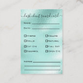 グリッターアクアアイラッシュエクステンションクライアントレコード 名刺 (裏面)