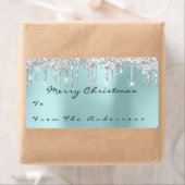 グリッターアクアシルバーグレーホリデイズクリスマスシーズン ラベル (インサイチュ)