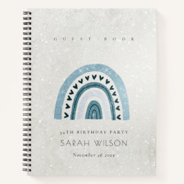 グリッターアクアブルーレインボーハート子供の誕生日 ノートブック