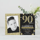 グリッターアダルトマイルストーン誕生日写真招待状 招待状 (スタンド正面)
