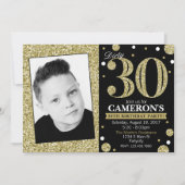 グリッターアダルトマイルストーン誕生日写真招待状 招待状 (正面)