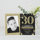 グリッターアダルトマイルストーン誕生日写真招待状 招待状 (スタンド正面)