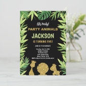 グリッターアニマルズワイルドワン誕生日招待状 招待状 (スタンド正面)