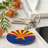 グリッターアリゾナ州旗の丸キーチェーン キーホルダー (側面)