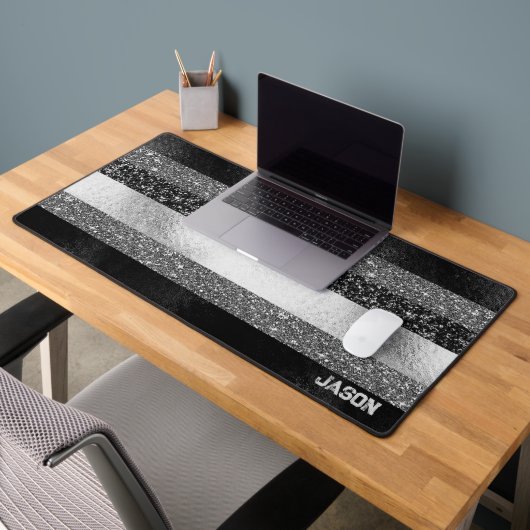 グリッターイン・ブラック&シルバー デスクマット (オフィス2)