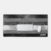 グリッターイン・ブラック&シルバー デスクマット (キーボード&マウス)