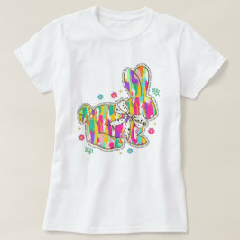 グリッターイースターバニータイポグラフィ Tシャツ
