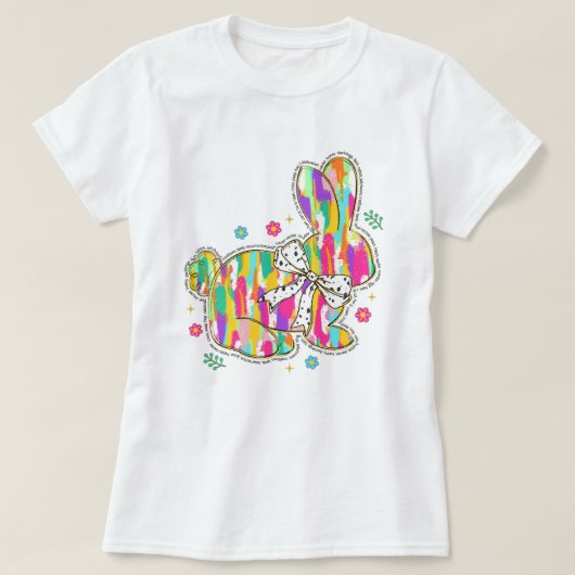 グリッターイースターバニータイポグラフィ Tシャツ (デザイン正面)