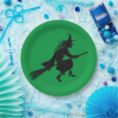 グリッターウィッチシルエットハロウィーン ペーパープレート (パーティー)